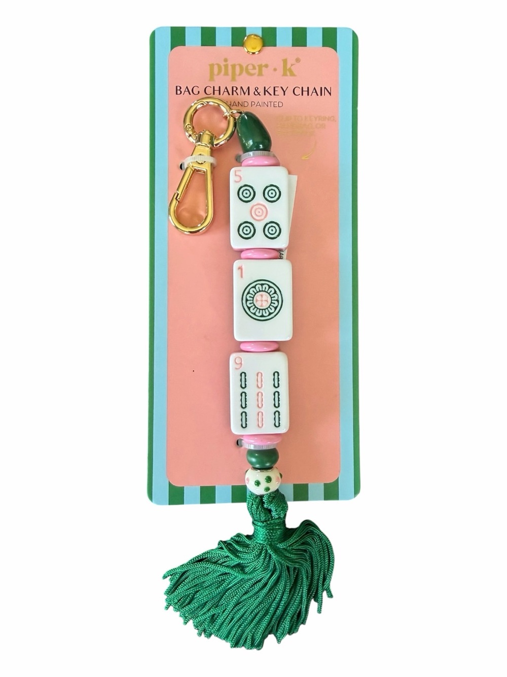 Popular Mahjong Tile Bag Charm Keychain NWT